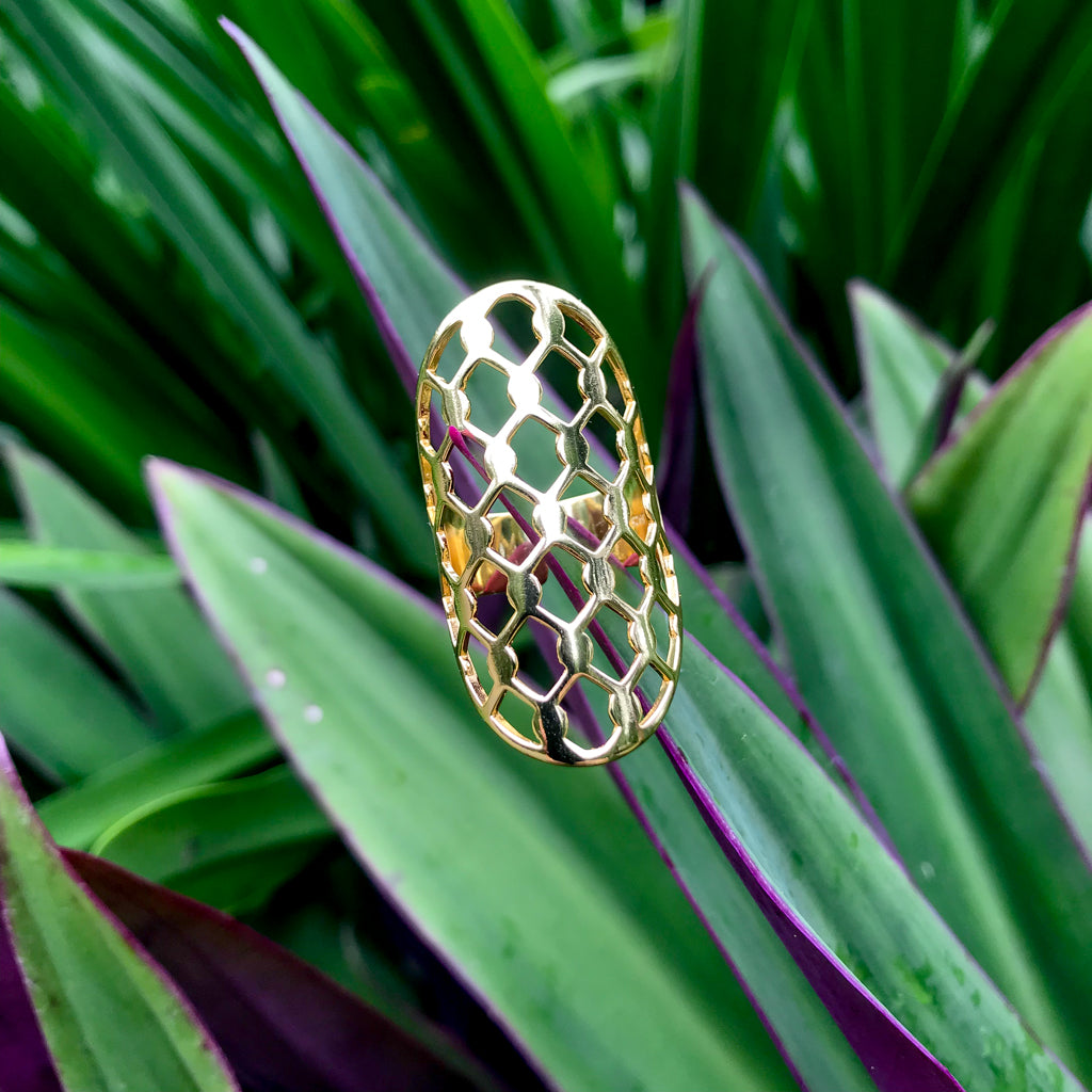 FISHNET CUFF RING ⫸ Gold